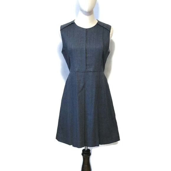 Alice + Olivia Dress Scoop Neck Sleeveless Pleated Wool Midi Classic Gray Size M - Picture 2 of 16